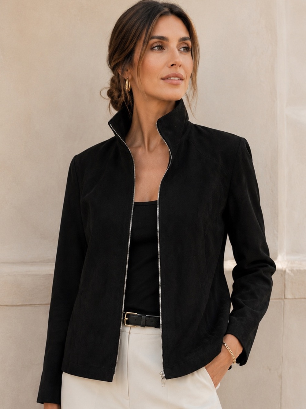 Norton McNaughton Petites Vintage black faux-suede jacket